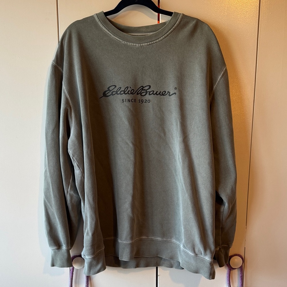 Eddie Bauer Men's Olive Crewneck Sweatshirt